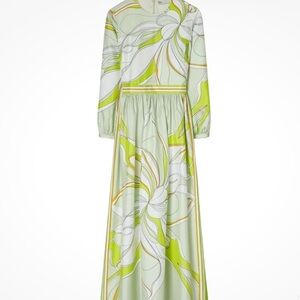 NWT Tory Burch Chartreuse Twisty Flower 100% Silk Maxi Dress - Orig Price $998